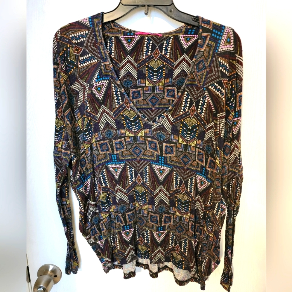 Velvet | Soft Aztec Print Long Sleeve Top